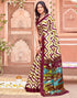 Vasthrlay Womens Abstract Unstitched Off White Saree