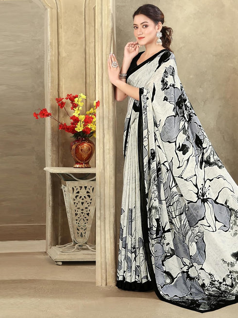 Vasthrlay Womens Printed Unstitched Mauve Saree