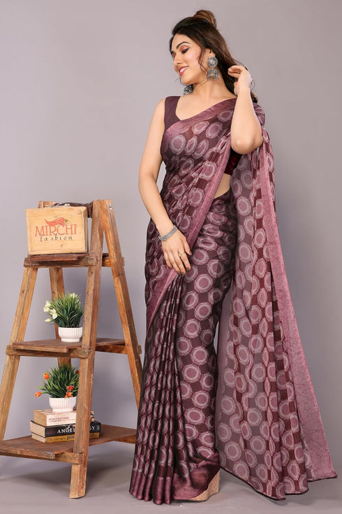 Vasthrlay Fashion Chiffon Printed Dusty Ethnic Wear