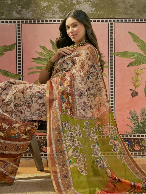 Vasthrlay Printed Violet Saree