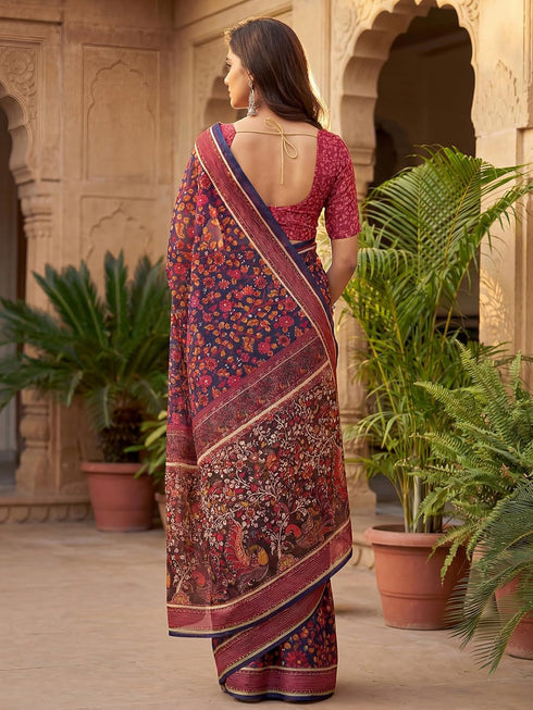 Vasthrlay Chanderi Printed Coffee Saree