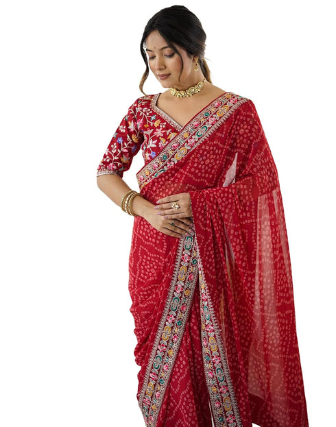 Vasthrlay Georgette Embroidery Mustard Mustard Yellow Saree