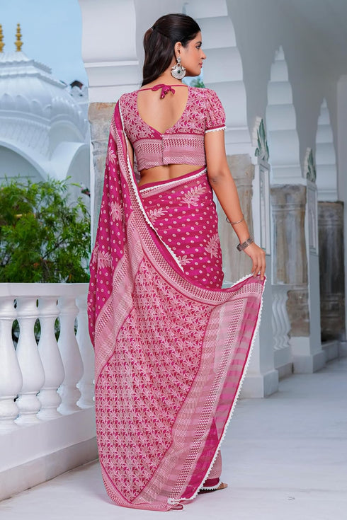 Vasthrlay Fashion Georgette Geometric Printed Ethnic Wear