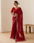 Vasthrlay Georgette Embroidery Unstitched Red Saree