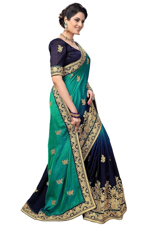 Vasthrlay Embroidey Blouse Blue Ethnic Wear