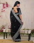 Vasthrlay Embroidery Scalloped Unstitched Maroon Saree