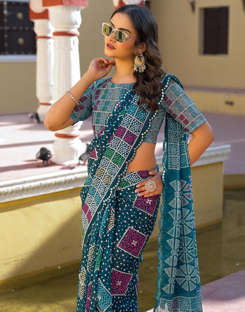 Vasthrlay Georgette Weaving Unstitched Red Saree