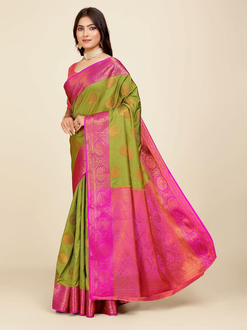 Vasthrlay Banarasi Mehendi Ethnic Wear