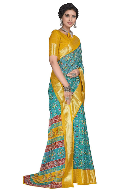 Vasthrlay Organza Bandhani Green Ethnic Wear
