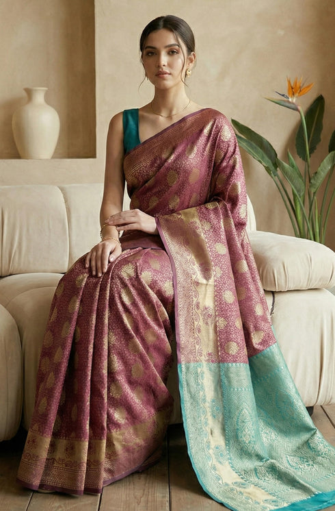 Vasthrlay Purple Jacquard Saree