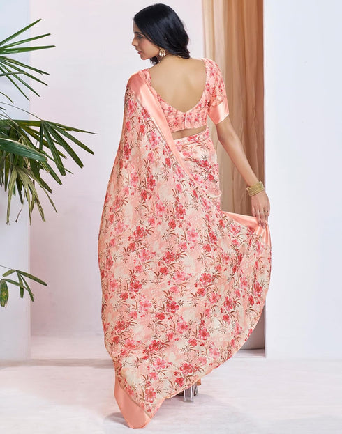 Vasthrlay Georgette Printed Unstitched Multicolor Saree