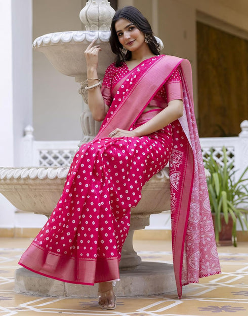 Vasthrlay Womens Striped Unstitched Dusty Pink Saree