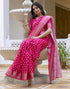 Vasthrlay Womens Striped Unstitched Dusty Pink Saree