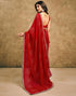 Vasthrlay Georgette Bandhani Dark Red Saree With Unstitched Blouse Piece