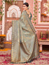 Vasthrlay Banarasi Unstitched Light Green Saree
