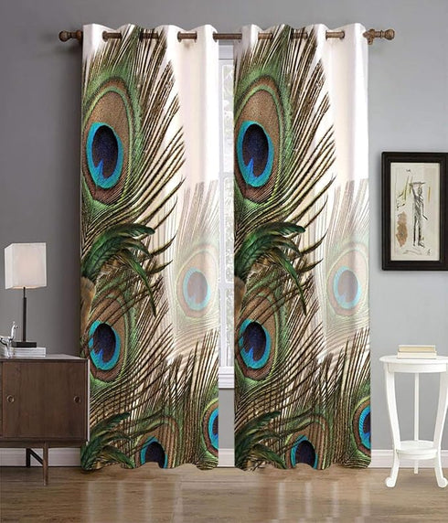 Eyelet Polyester Light Filtering God Printed Long Crush Curtains 7Ft | 2Pcs