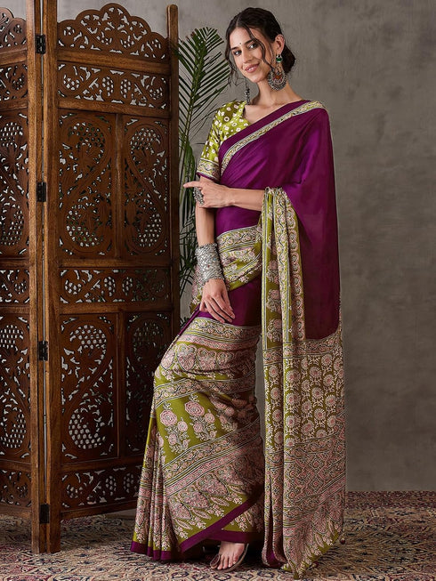 Vasthrlay Printed Tassels Cream Saree