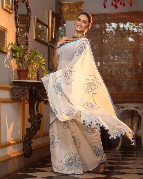 Vasthrlay Detailing Unstitched Blue Free Ethnic Wear