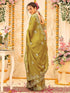 Vasthrlay Georgette Embroidery Olive Saree