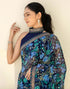 Vasthrlay Chiffon Tassels Unstitched Dark Green Saree