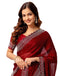 Vasthrlay Chiffon Scalloped Maroon | Silver Saree With Unstitched Blouse Piece