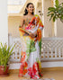 Vasthrlay Womens Printed Unstitched White Saree
