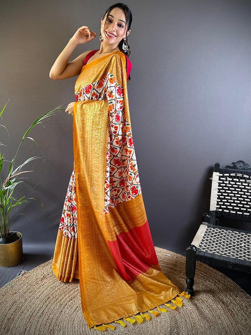 Vasthrlay Chanderi Printed Unstitched Ethnic Wear