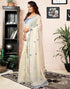 Vasthrlay Chanderi Printed Unstitched Off White Saree