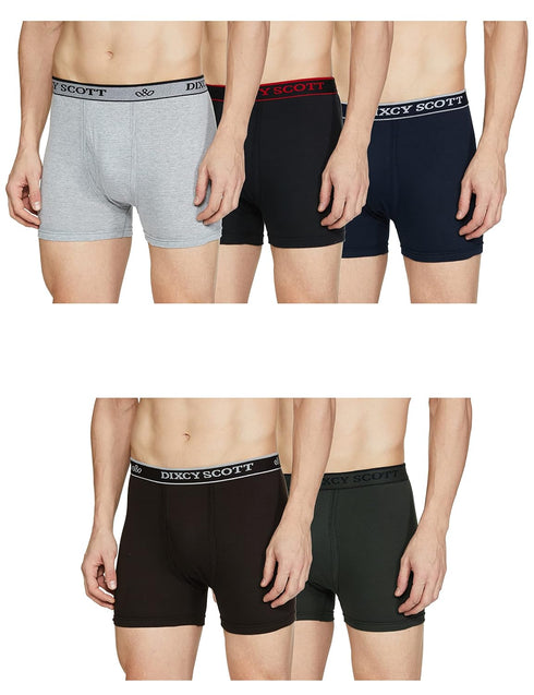 Dixcy Scott Cross Trunk | Long Leg Trunks for Men | 100% Combed Cotton | Soft, Sweat-Absorbent Waistband | C-Open Front Men's Underwear | Self-Hem Leg Grip Innerwear for Man | Pack of 5