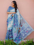 Vasthrlay Shimmer Printed Unstitched Light Green Saree