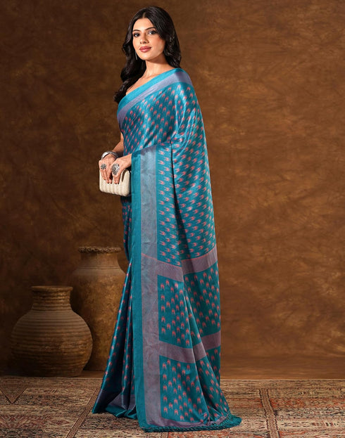 Vasthrlay Womens Printed Unstitched Brown Saree