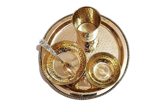 Brass Solid Dinner Thali Set