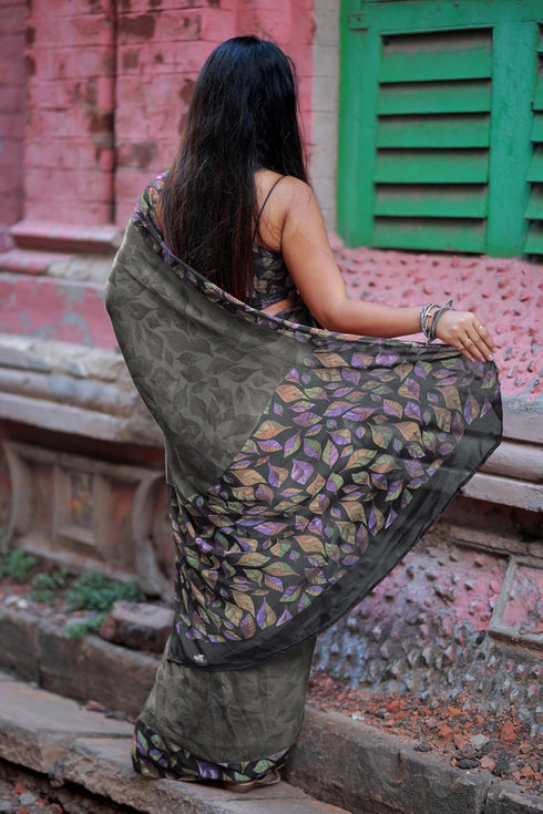 Vasthrlay Fashion Rhinestone Embellished Black Ethnic Wear