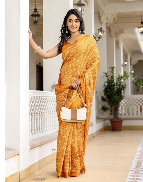 Vasthrlay Bandhani Printed Unstitched Wine Saree