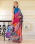 Vasthrlay Womens Printed Unstitched White Saree