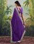 Vasthrlay Embroidery Traditional Violet Saree With Unstitched Blouse Piece