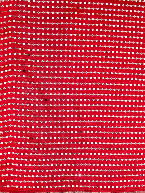 Vasthrlay Sequins Embroidery Red Saree