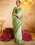 Vasthrlay Womens Printed Unstitched Light Green Saree