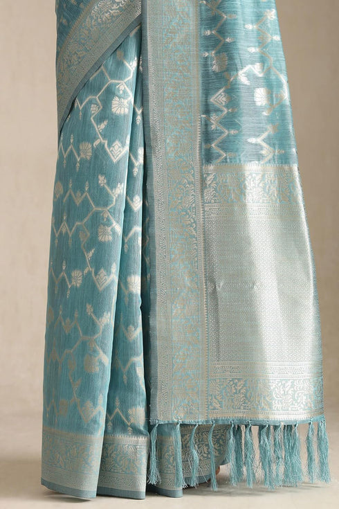 Vasthrlay Turquoise Tussar Design