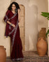Vasthrlay Shimmer Scalloped Unstitched Maroon Saree