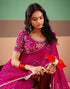 Vasthrlay Georgette Embroidery Pink Saree With Unstitched Blouse Piece