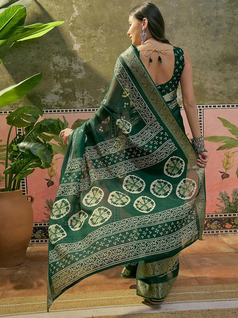 Vasthrlay Georgette Bandhani Unstitched Rani Pink Saree