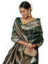 Vasthrlay Bottle Green Banarasi Saree