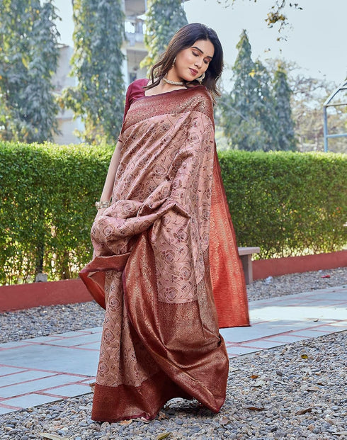 Vasthrlay Banarasi Kanjivaram Az Ys Kishori Maroon Ethnic Wear