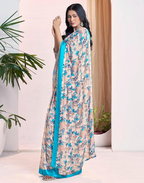 Vasthrlay Georgette Printed Unstitched Multicolor Saree