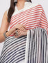 Vasthrlay Multicolour Womens Printed Linen Saree With Unstitched Blouse Piece