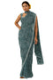 Vasthrlay Fashion Georgette Stripes Navy Ethnic Wear