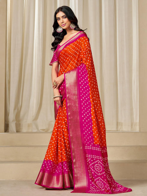 Vasthrlay Bandhani Border Saree
