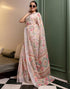 Vasthrlay Womens Printed White Saree With Unstitched Blouse Piece