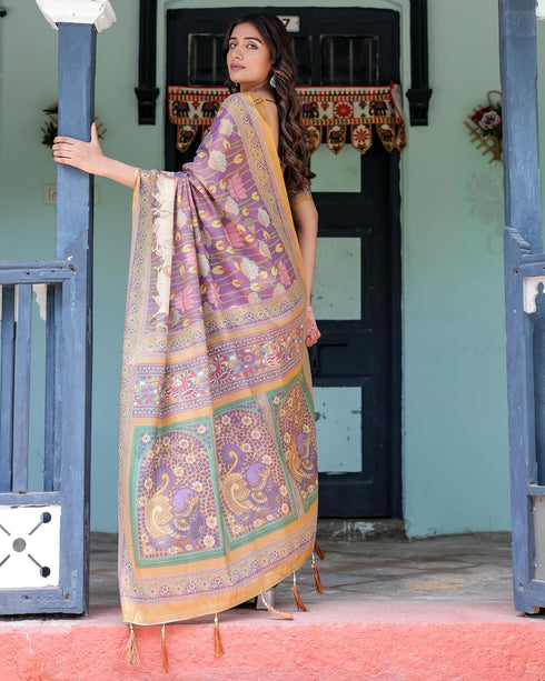 Vasthrlay Handloom Multicolour Pink Blue Saree